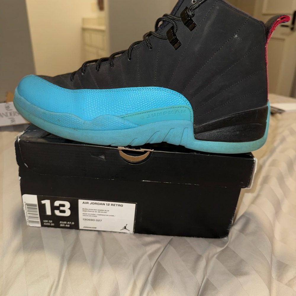 Jordan 12 Retro Black and Teal Sneakers